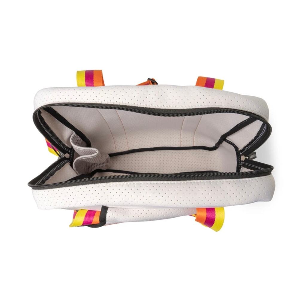 Kedzie Pickleball Tote Bag Stylish Neoprene White Orange Adjustable Crossbody - Picture 6 of 9